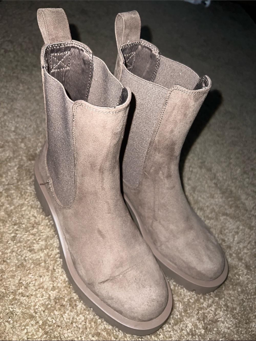 H&M Taupe Suede Chelsea Ankle Boots